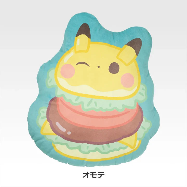 Ichiban Kuji Pokemon Poke Pieces Welcome to the PEACE Diner - D Prize Pikachu-like Burger Print Cushion
