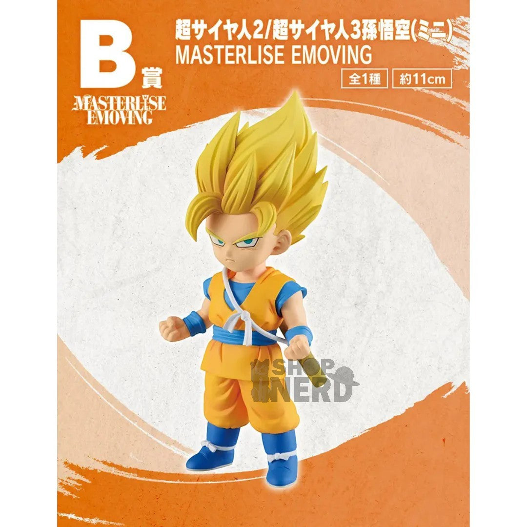 ICHIBAN KUJI DRAGON BALL DAIMA 2 - B PRIZE SUPER SAIYAN 2 AND SUPER SAIYAN 3 SON GOKU MINI MASTERLISE EMOVING