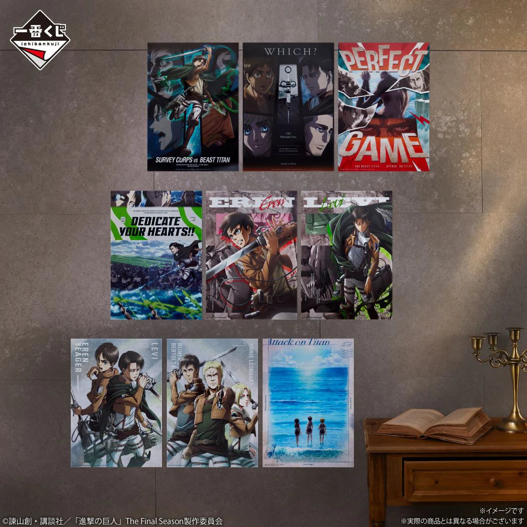 Ichiban Kuji Attack on Titan I'll Take Down the Beast Titan - F Prize Clear Poster Complete Set of 9 Types