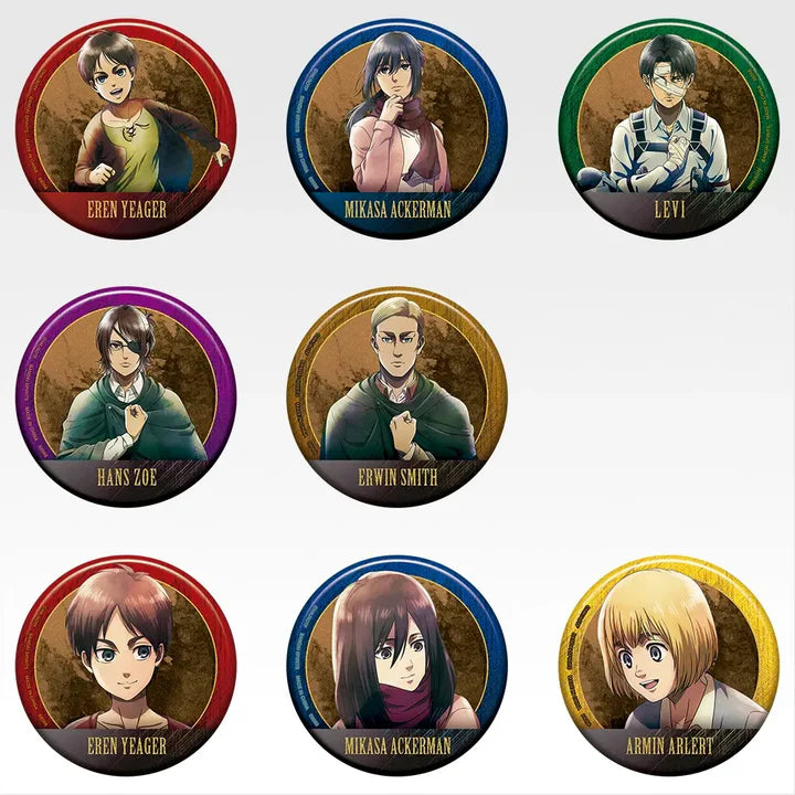 Ichiban   Kuji   Attack   on   Titan   Each   Person's   Determination   -   G   Prize   Metallic   Can   Badge   Complete   Set   of   8   Types