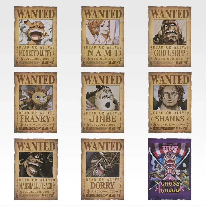 Ichiban   Kuji   One   Piece   Elbaf   Arc   Giant   Bash!!   Vol.1   -   J   Prize   Wanted   Poster   Giant   Vol.1   Complete   Set   of   9   Types